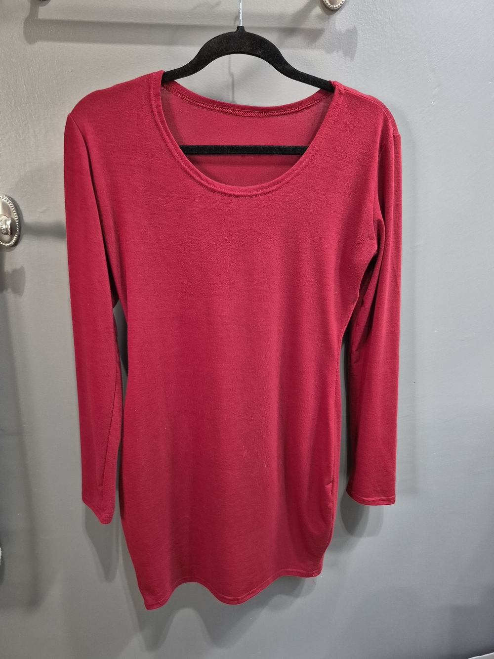 Women's Long Sleeve Bodycon Mini Dress Dark Red Size Medium Unbranded